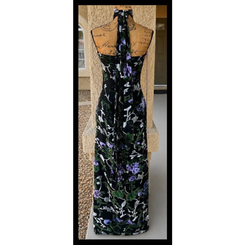 Lulus Corelia Black Floral Velvet Burnout Strapless Sash Maxi Dress Size S - Picture 9 of 11